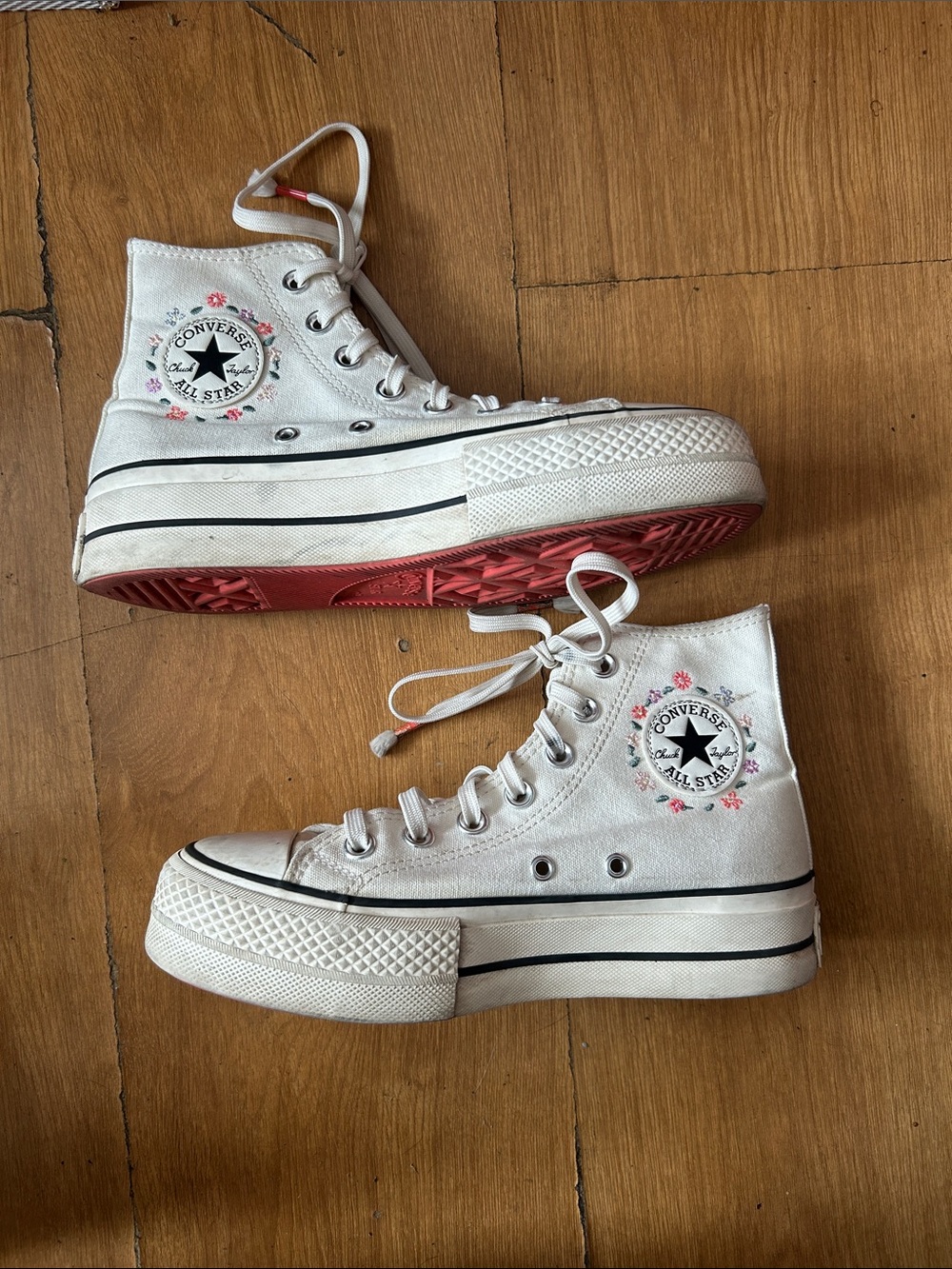 Converse White Floral Sneakers